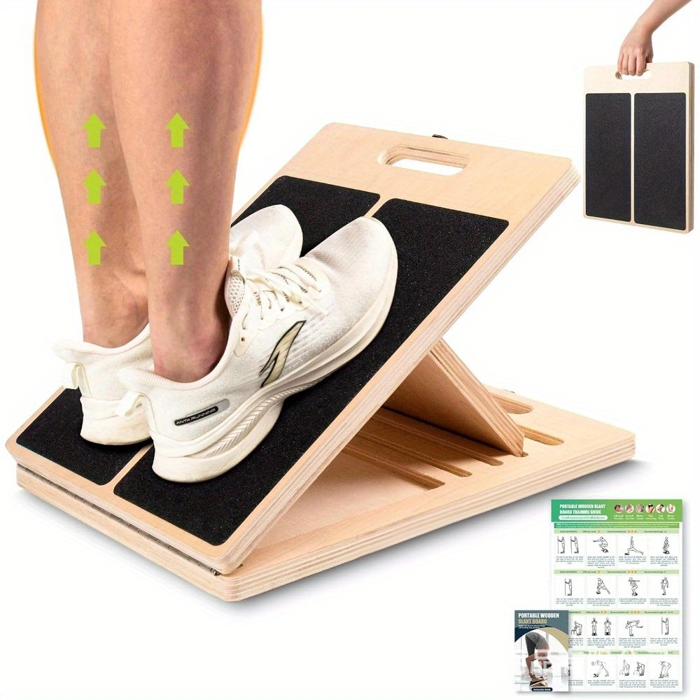 Adjustable Wooden Stretching Board Fitness Calf Stretching Board Sports Standing Stretching Board Adjustable Training Equipment