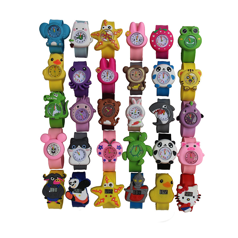 Children's Toy Watch Digital Watch Snap Ring Little Boy Girl Toddler Super Cute Cartoon Jelly Slap Watch Dropshipping