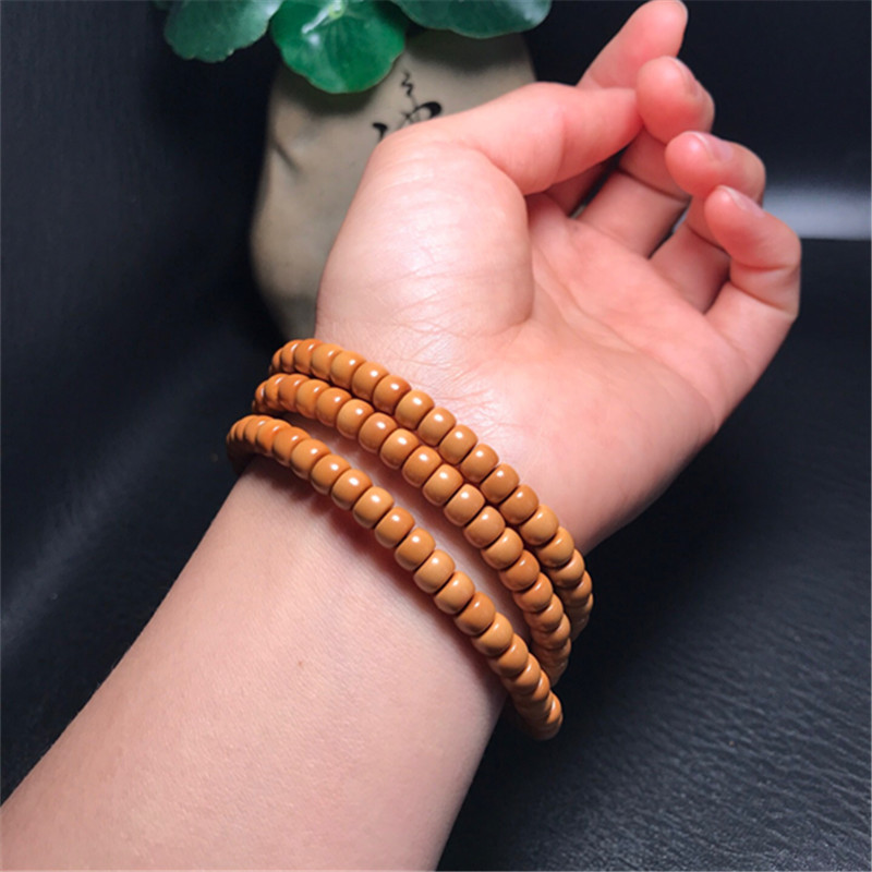 Olive nuclear bracelet nuclear wall spacer 6x 4 old barrel 108 plain seed string Wen play old barrel beads factory wholesale