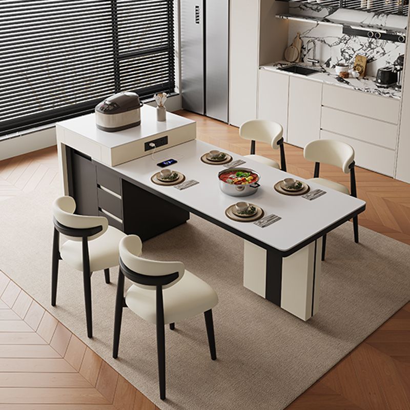 Light Luxury Slate Island Dining Table Integrated Household Multi-Functional Small Apartment Coffee Table Simple Tea Table and Chair Set