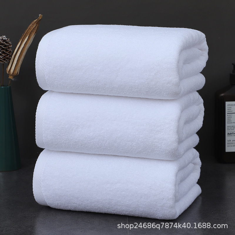 Hotel towel bath towel extra large absorbent pure cotton beauty salon hotel hot spring bed & breakfast white towel bath towel can add Logo