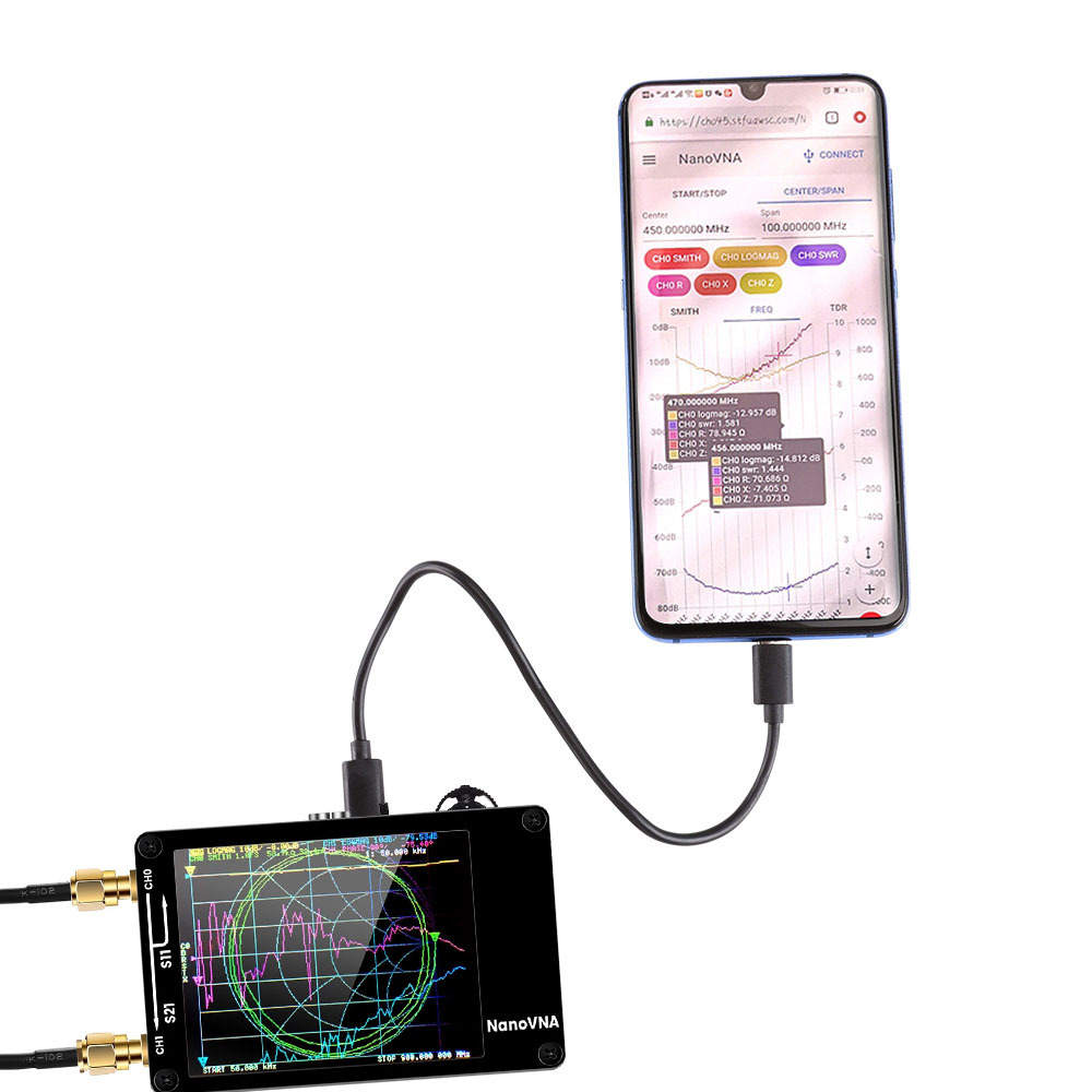 Nanovna -H 50Khz-1.5Ghz Antenna Analyzer 2.8inch Ips Mf Hf Vhf Uhf