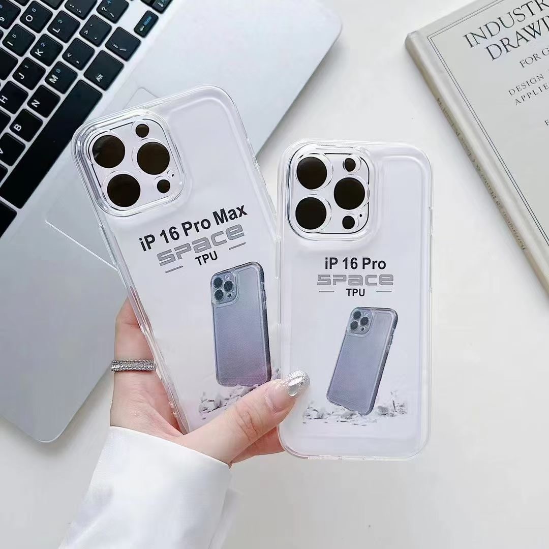 For iPhone15/14 New Apple 13ProMax Transparent 12/11 Thickened Space Shell 16 Phone Case XS