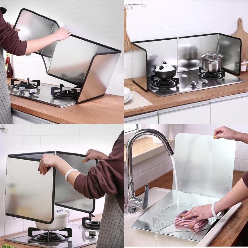 Kitchen Oil Baffle Gas Stove High Temperature Resistant Galvanized Plate Oil Baffle Cooking Splash-Proof Range Hood Heat Insulation Baffle