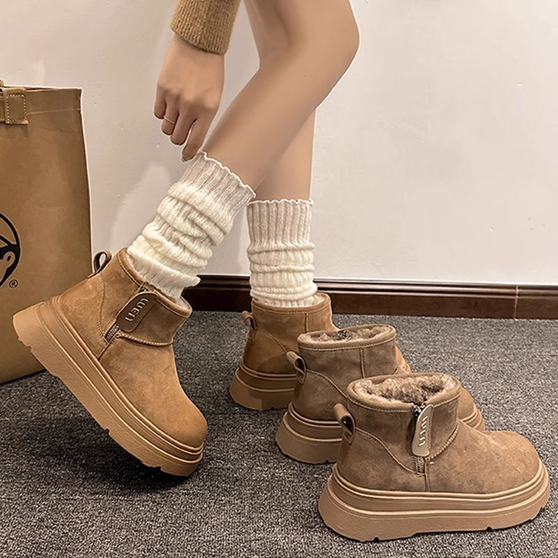 Girls Snow Boots 2025 Winter New Medium and Large Kidsren's Furry Boots Little Girls Students Waterproof Large Cotton Shoes