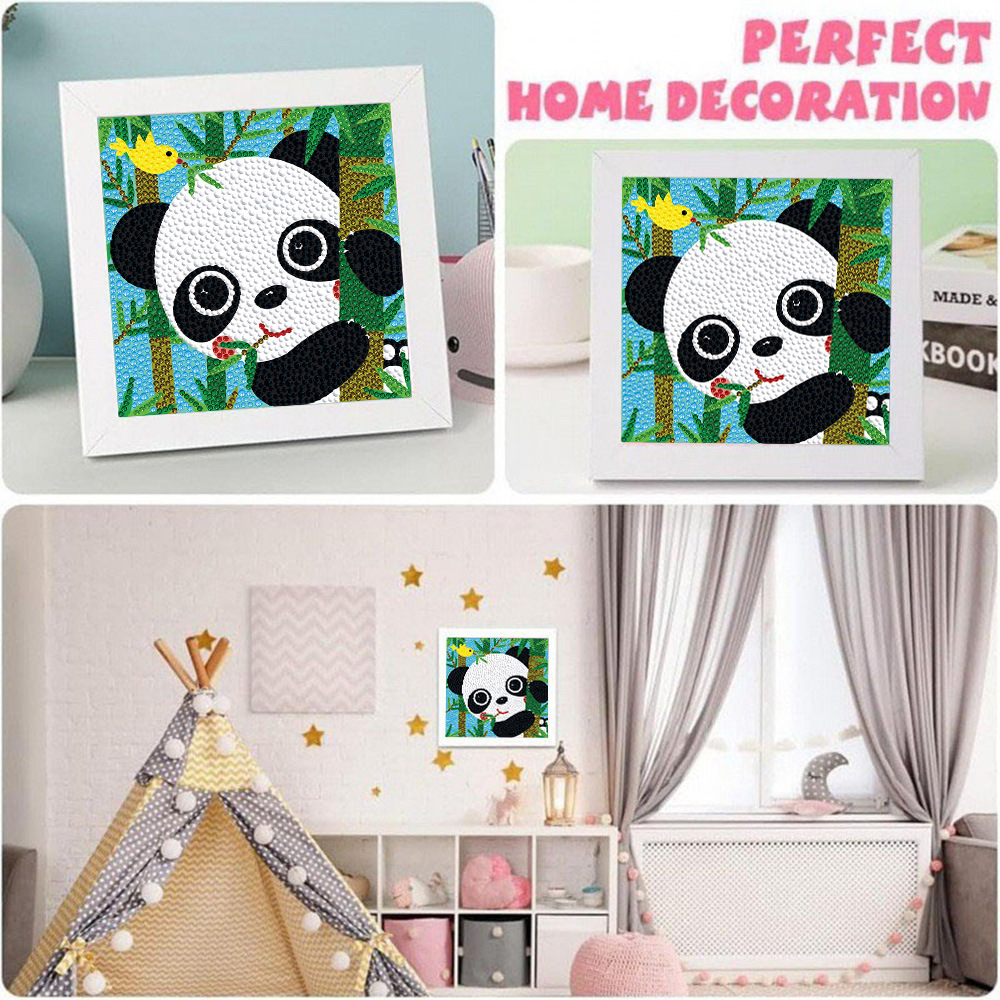 DIY Creative Handmade Diamond Painting Cross-Border Kidsren's Cartoon Panda Girl Toys Cute Diamond Stickers Full of Diamonds