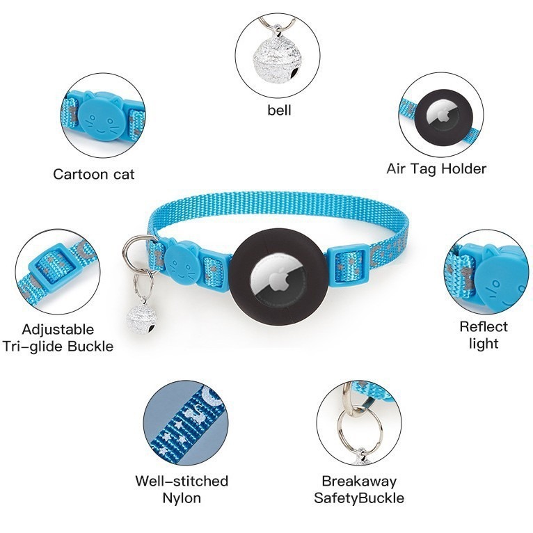 in stock Airtag Cat Collar Reflective Anti-Lost Bell Cat Apple Tracking Locator Pet Batch