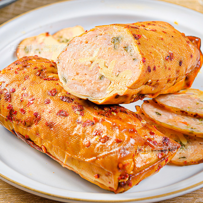 Baihui Internet Celebrity Snacks Tofu Skin Meat Rolls Chicken Rolls Northeast Meat Rolls Specialty Manufacturer Wholesale Snacks Ready to Eat 180g