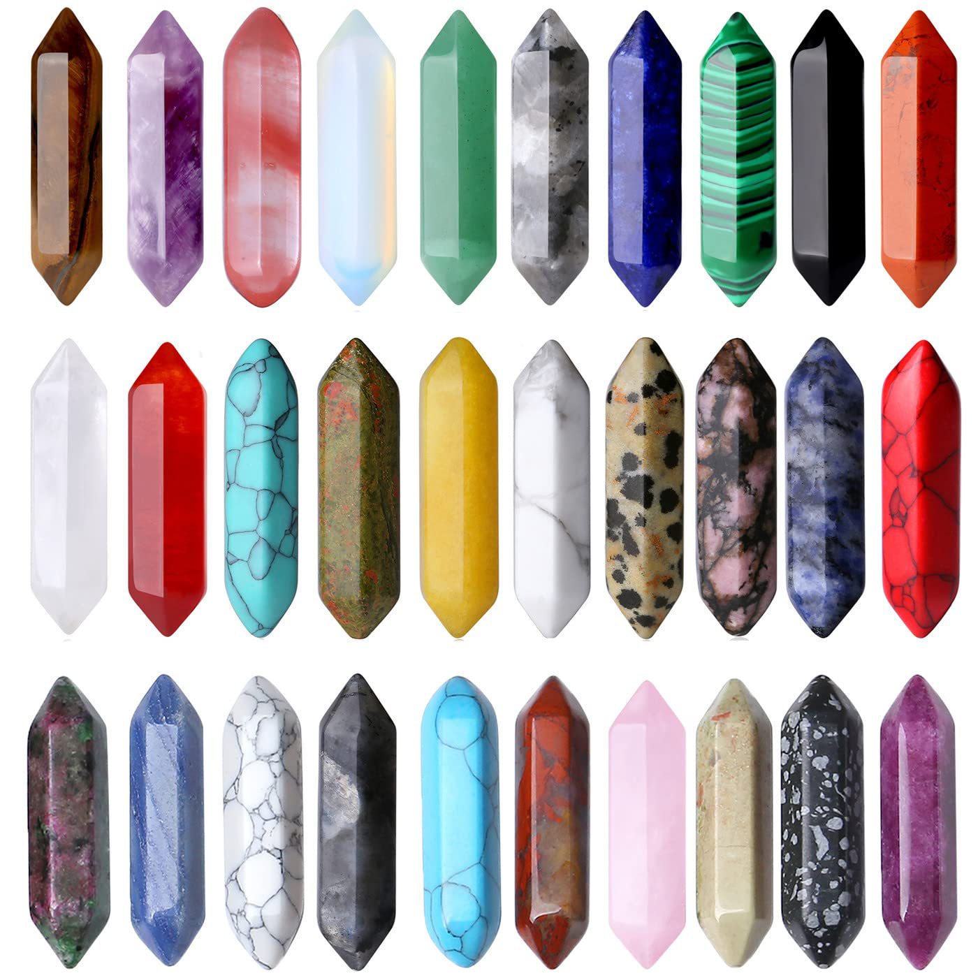Cross-border natural double pointed hexagonal column natural stone ornaments gem crafts men and women wholesale crystal stone jewelry