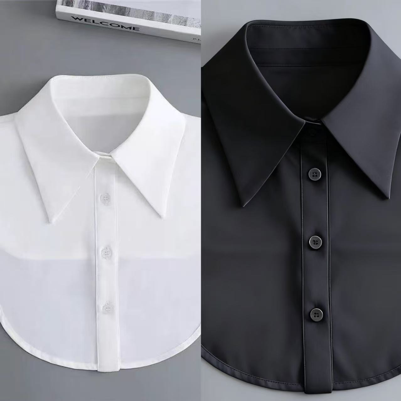 Shirt Fake Collar Versatile for Men and Women, Polyester Cotton Decorative Stand Collar Pointed Collar Fake Collar Accessory
