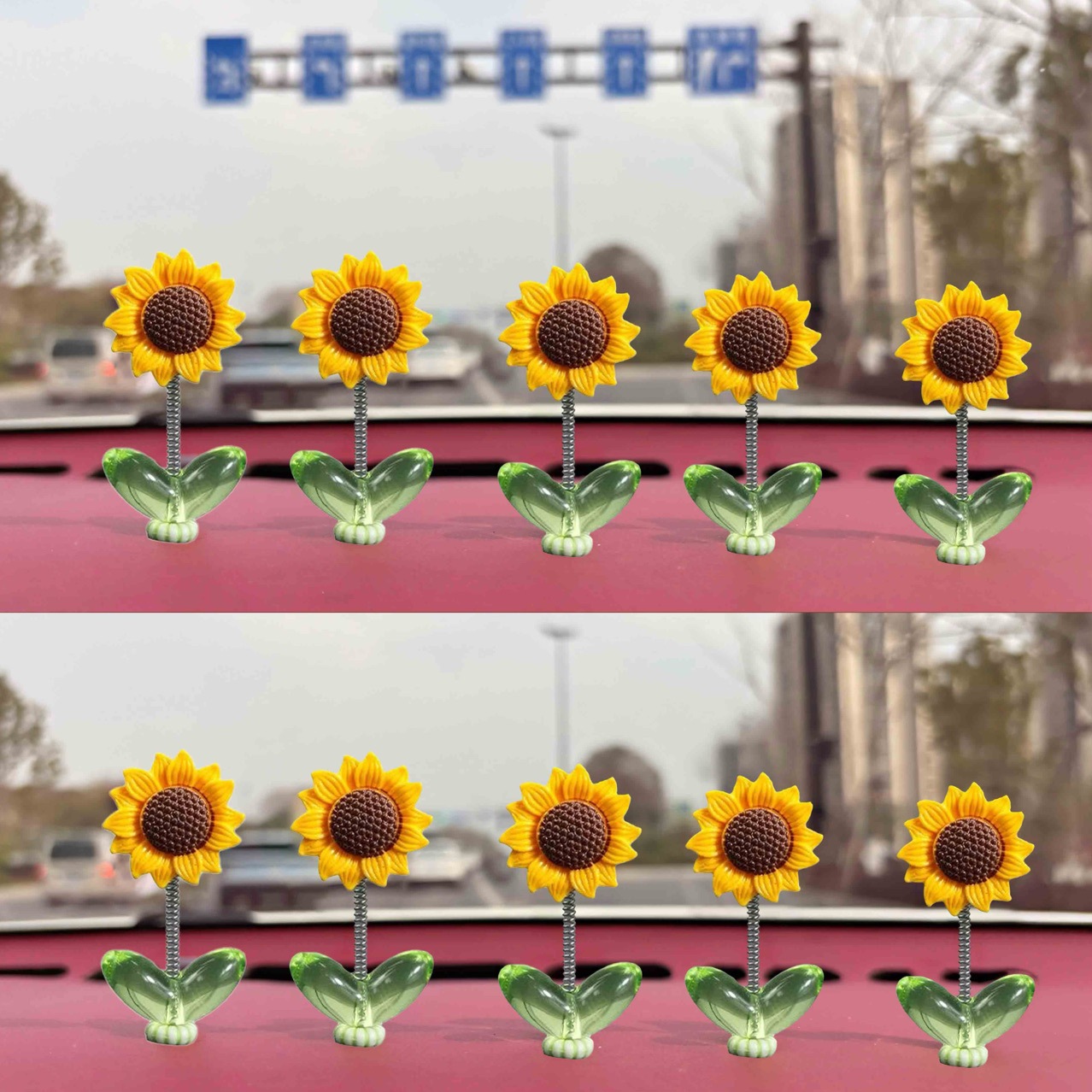 Sunflower Car Ornaments Internet Celebrity Creative Cute Shaking Head Fresh Flowers Car Center Console Rearview Mirror Decorations
