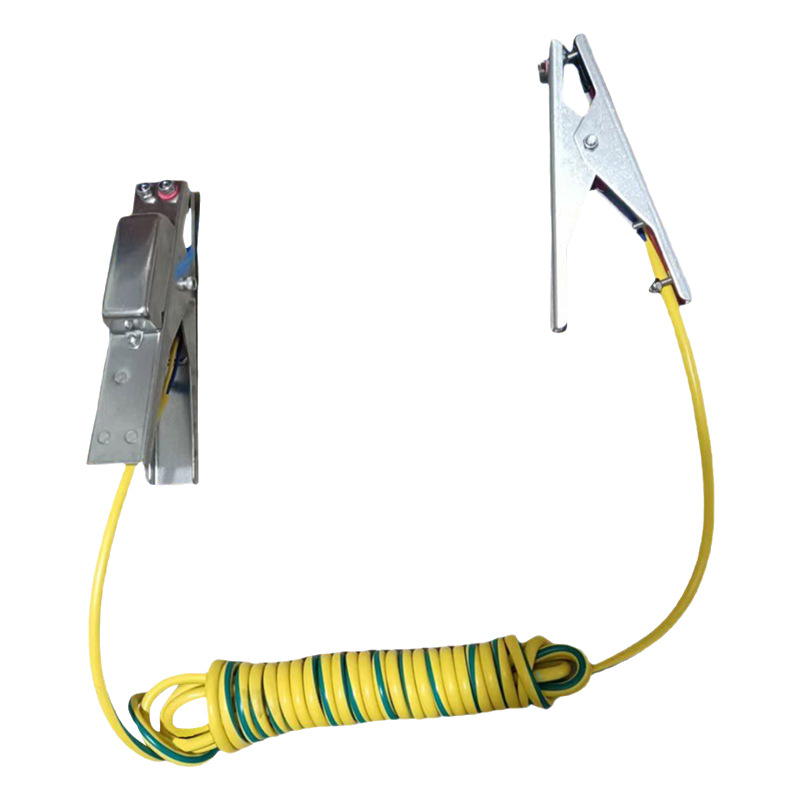 Explosion-Proof Static Grounding Clamp Stainless Steel Sound and Light Alarm Clamp Anti-Static Elimination Double Clamp for Gas Stations, Oil Depots, and Chemical Plants