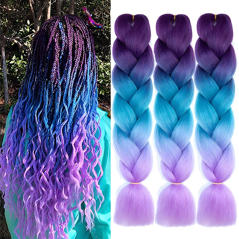 African Dreadlocks Multi-Colorful Gradient Wig Braids Dreadlocks Extensions Gradient Colorfulful Big Braids
