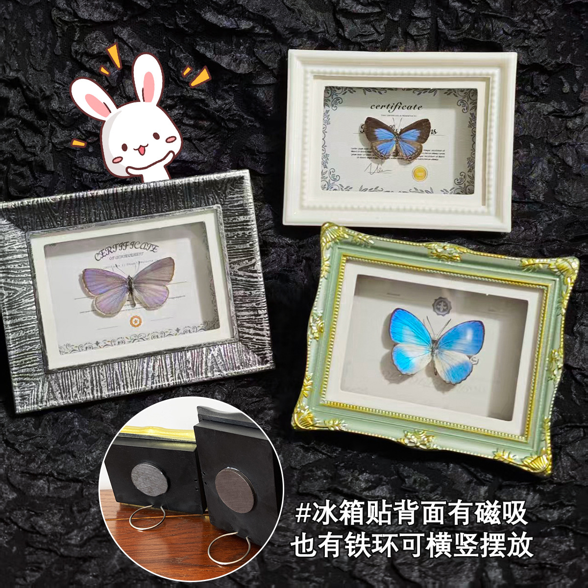 Natural Real Insect Butterfly Specimen Finished Small Photo Frame Magnetic Refrigerator Magnet Home Decoration Ornaments Birthday Gift