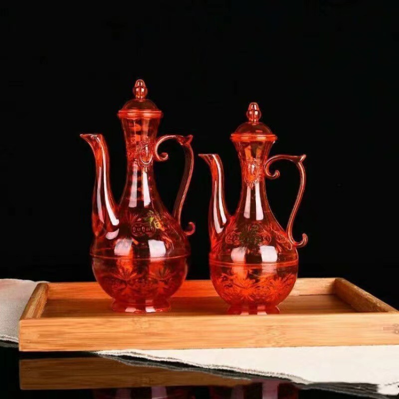 Plastic Crystal Wine Bottle Golden Fortune Wine Bottle for God and Buddha for Taiwan Household Supplies Small Size Wine Pot Factory Wholesale