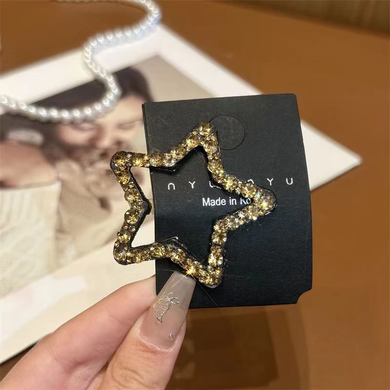 Popular full diamond five-pointed star back head hairpin broken hair finishing headdress clip rhinestone hairpin girl headdress