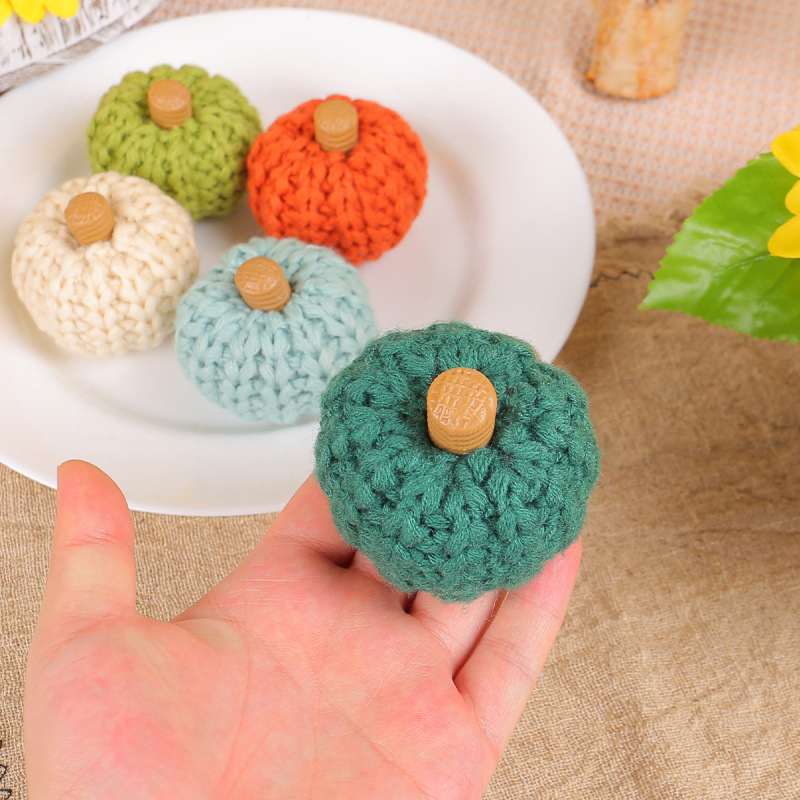 Cross-Border New Knitted Pumpkin Decorative Ornaments DIY Hand-Knitted Colorful Pumpkin Party Decoration Props Wholesale