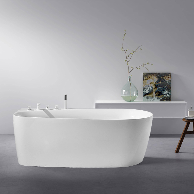 Erica Simple Small Apartment Acrylic Japanese Deep Soak Hotel Home Freestanding Bathtub Cross-border Factory Direct Sales