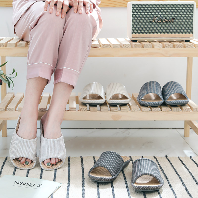 2111 Japanese-Style Simple Cotton and Linen Spring and Summer Couple's Home Indoor All-Season Thick-Soled Slippers
