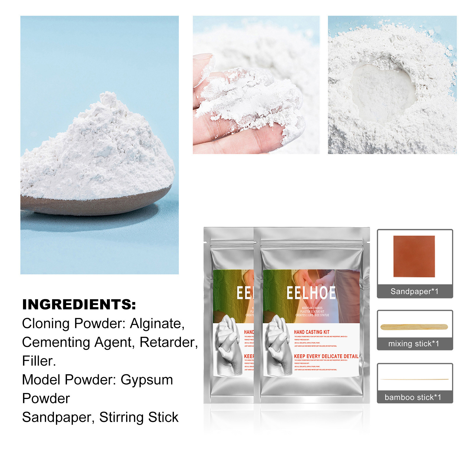 EELHOE Couple Hand Model Cloning Powder Infant Making Material Valentine's Day Gift Three-dimensional Hand and Foot Model