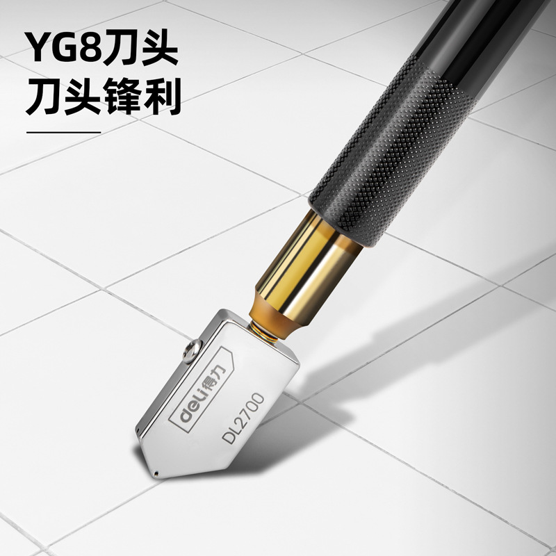 Deli Deli Plastic Handle Glass Knife 3-12mm Metal Percussion Head Yg8 Blade Pc Handle Dl2700