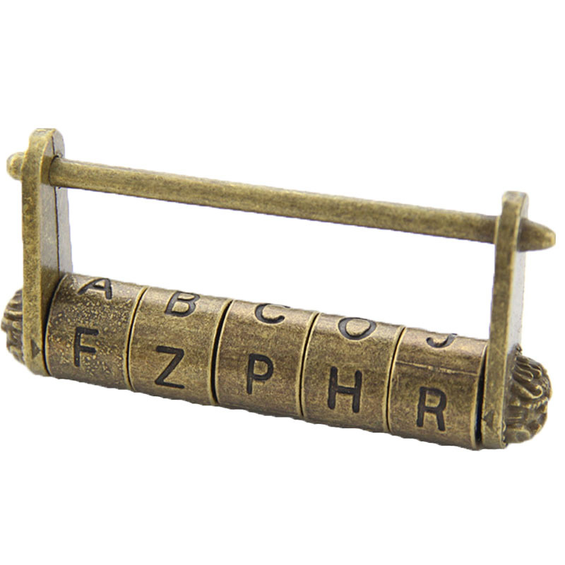 Chinese Horizontal Opening Padlock Film and Television Props Retro Old-Fashioned Password Lock Jewelry Box Antique Lock Cabinet Door