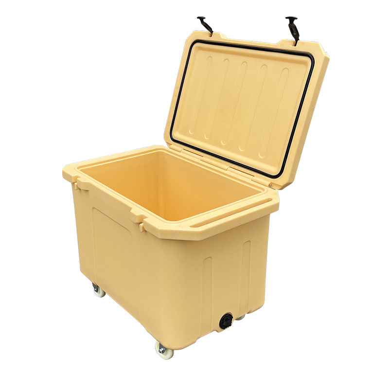 Manufacturer Wholesale Seafood Insulated Box with Wheels, Seafood and Aquatic Product Processing 200-Liter Rotational Molding Insulated Box for Cold Chain Transportation