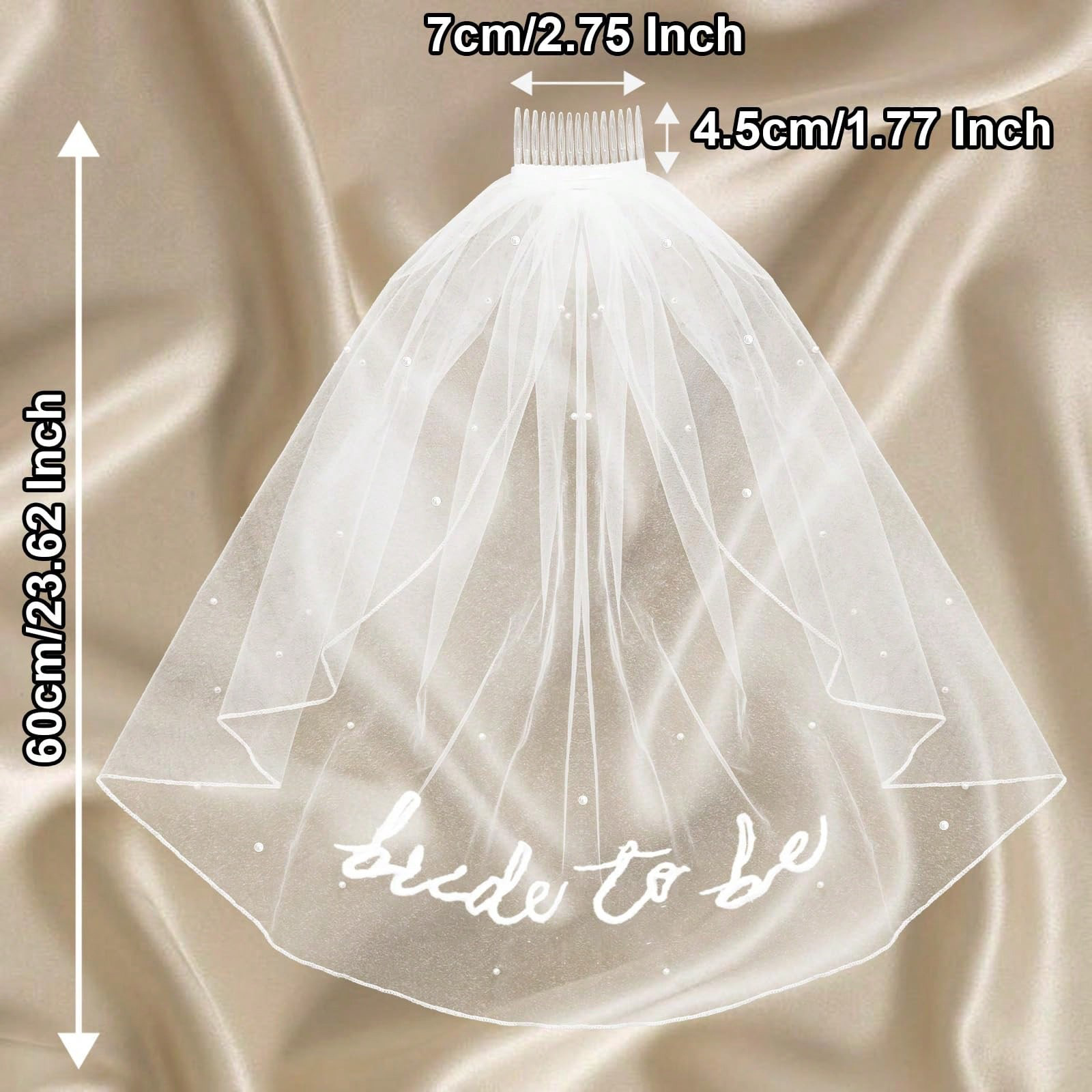 European and American Best-Selling Bridal Pearl Embroider Hot Lettering Veil Bride to Be Veil Wedding Essential Dress Accessories