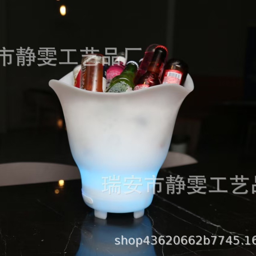Bluetooth Luminous Ice Bucket Led Waterproof and Anti-Fall 8 Liters Large Capacity Plastic Colorful Beer Bucket with Audio and Card Insertable
