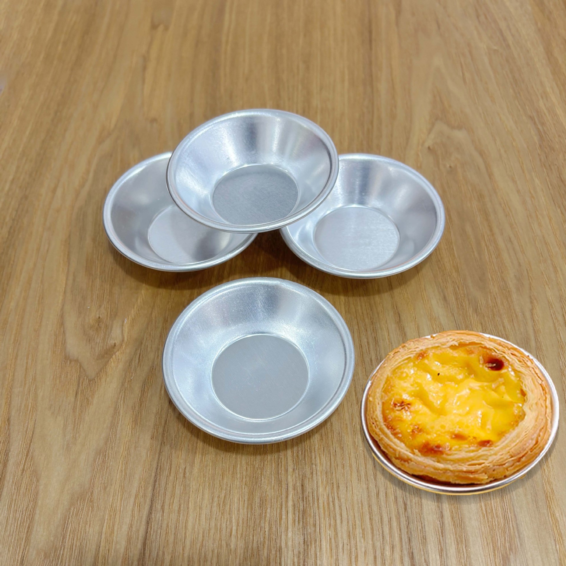 B05 Aluminum Alloy Portuguese Egg Tart Mold Round Small Egg Tart Mold Pudding Cup Cross-Border Hot Selling Baking Shop Egg Tart Tray
