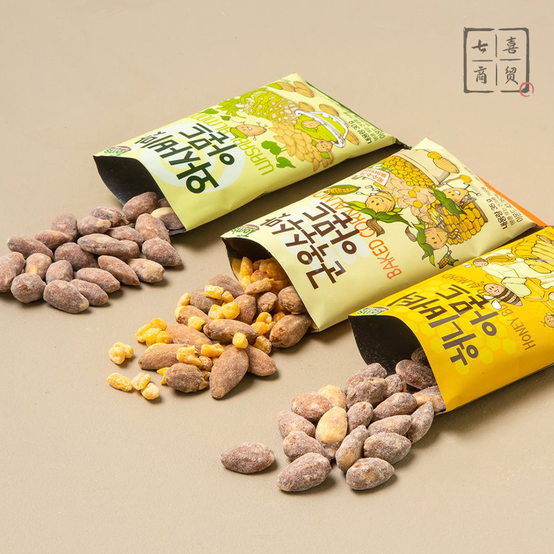 South Korea imported snacks Barbee Tom farm wholesale honey butter almond almond almond 35g whole box