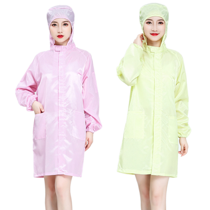 Factory direct supply anti-static coat hooded suit collar zipper dust-free work clothes electrostatic clothing embroidered LOGO postage