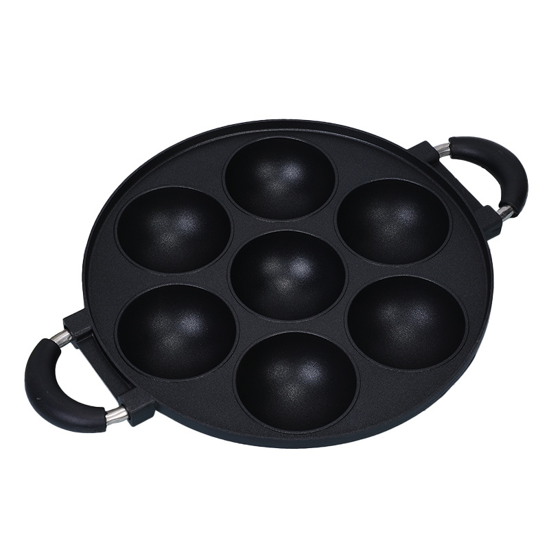 Multifunctional Non-Stick 7-Hole Egg Waffle Baking Pan Octopus Ball Cake Mold Easy to Release Round Hole Baking Pan
