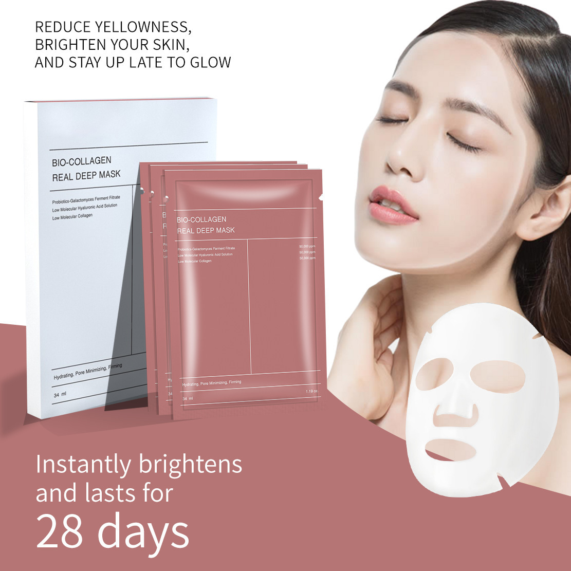 Cross-Border Bio-Collagen Bio-Collagen Facial Mask, Whitening and Translucent Split-Type Patch Face Mask