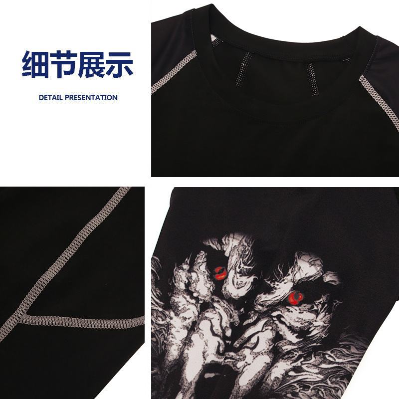 Europe and the United States cross-border sports fitness suit tights men's long sleeve fitness T-shirt quick drying super elastic PRO suit