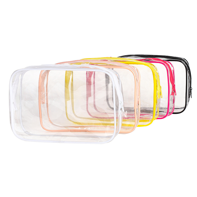 Spot Candy Color Pvc Cosmetic Bag Thickeneded Transparent Packaging Bag Men and Women Waterproof Storage Portable Travel Toiletry Bag