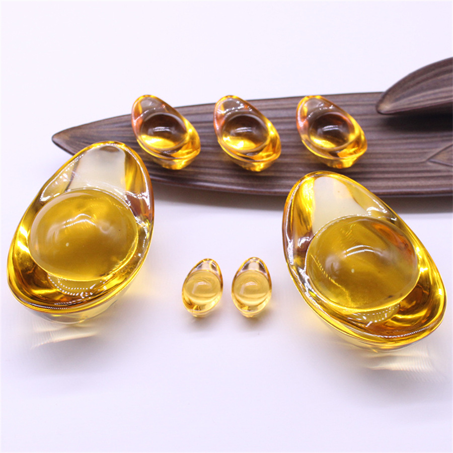Glass ingot gold ingot yellow artificial glass crystal decoration living room desktop ornaments rice jar cornucopia decoration
