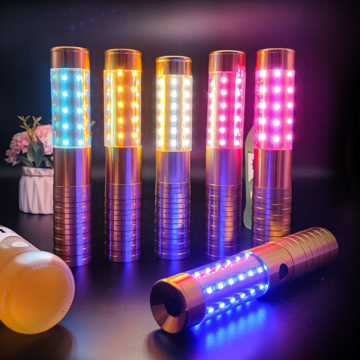 Cross-Border Led Rechargeable Luminous Fluorescent Stick Bar Ktv Handheld Flash Stick Wine Extended Atmosphere Champagne Stick Wholesale