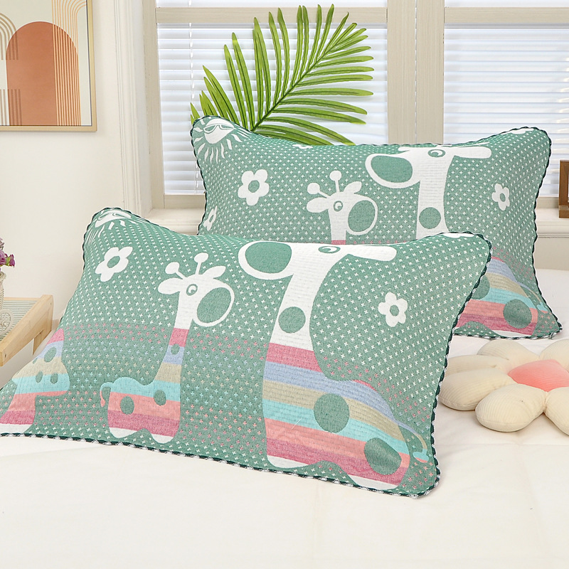 Pillow Cover Cotton Gauze Adult Pillow Cover Student Dormitory Cotton Gauze Multi-Layer Enlarged and Thickened Four-Season Non-Slip Pillow Cover