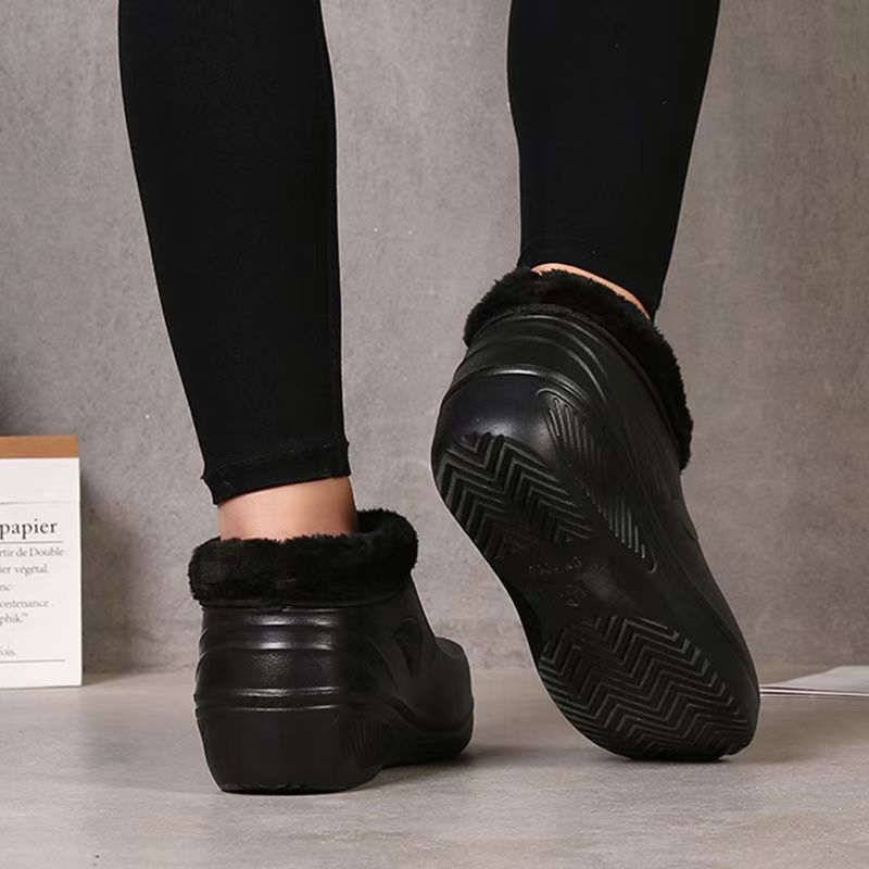 Waterproof cotton shoes for men and women winter fleece-lined warm waterproof non-slip thickened low-side cold storage car wash shoes rain boots work shoes