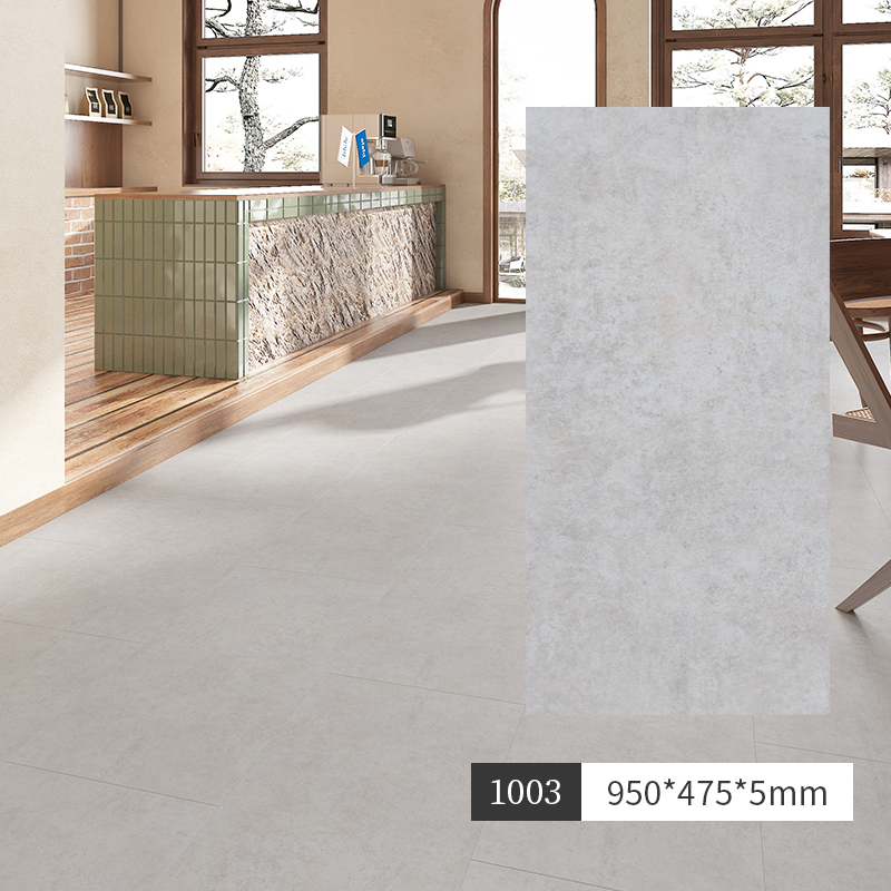 Spc Stone Plastic Lock Wood Floor Pure Color Cream Wabi-Sabi Style Household Micro-Cement Pvc Stone Crystal Snap-On Floor