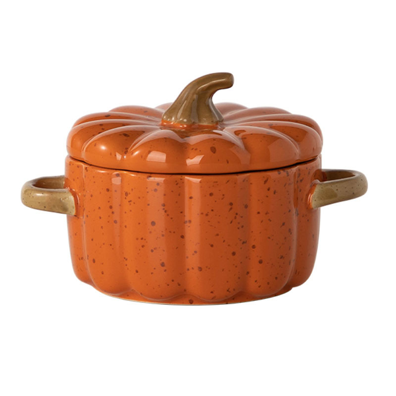 Creative Pumpkin baking bowl with lid ceramic baking tableware dessert soup bowl water-proof stew bowl household steamed egg pumpkin bowl