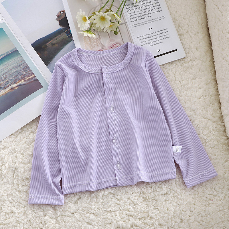 Girls Long-Sleeved T-Shirt Summer Baby Girl Cardigan Top Korean Style Girl Candy Color Outwear Ice Silk Sun Protection Clothing Thin