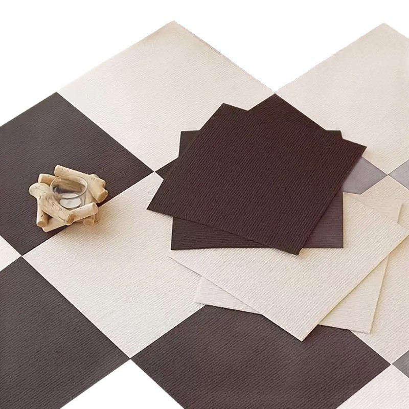 Office Splicing Carpet Thickeneded Bedroom Living Room Self-Adhesive Floor Mat Cream Non-Slip Soundproof Floor Mat Can Be Cut for Care