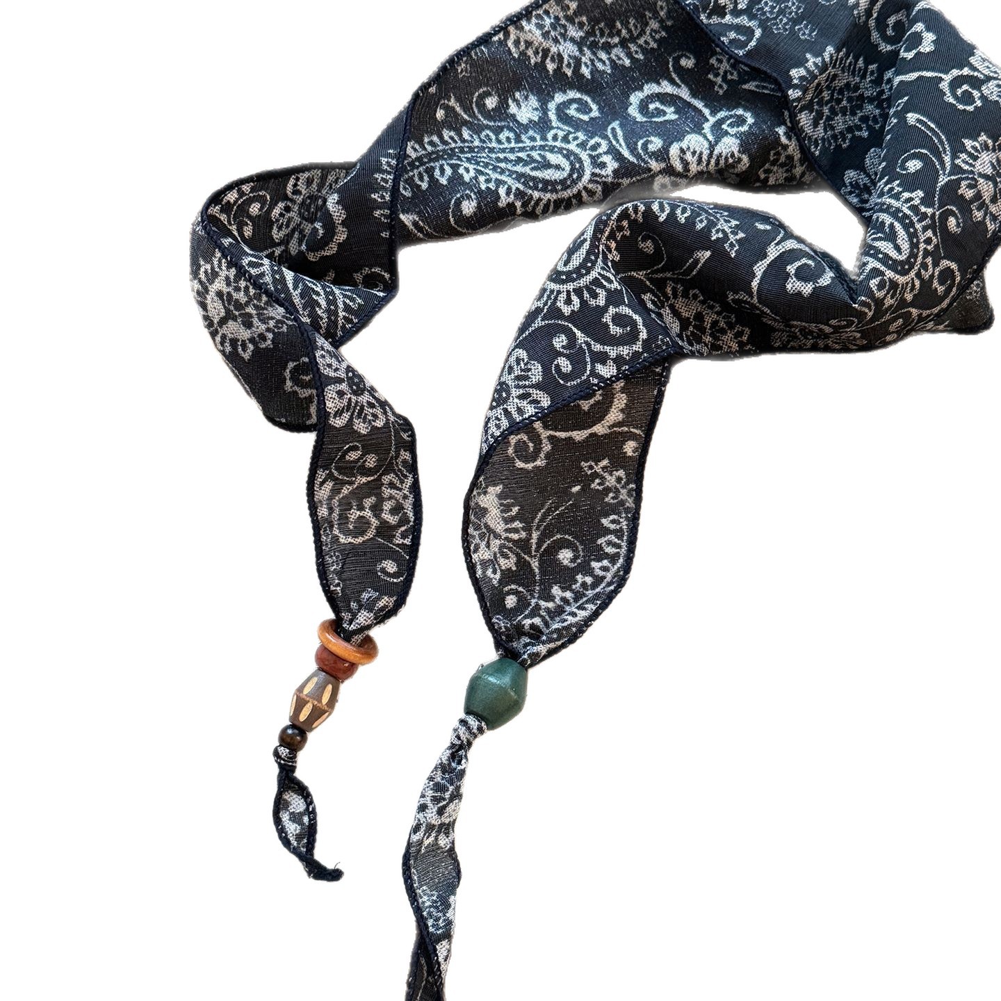 Retro Cashew Flower Silk Scarf Necklace Women's Accessible Luxury High-End Fashion Scarf 2025 New Hairband Waist Accessories