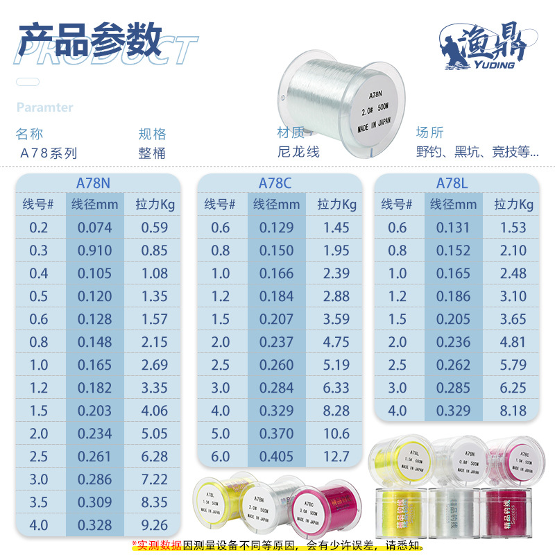 Fishing Line Main Line Imported Dongli A78C/A78N Genuine Original Fishing Line Raw Silk Wholesale Nylon Fishing Line