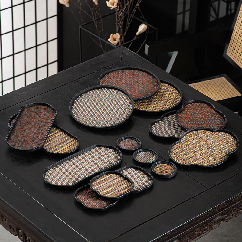 Небольшой поднос для сухого боба, домашний, в ретро стиле, из бамбука, поднос для чайных чашек, поднос для полдника, противоскользящий