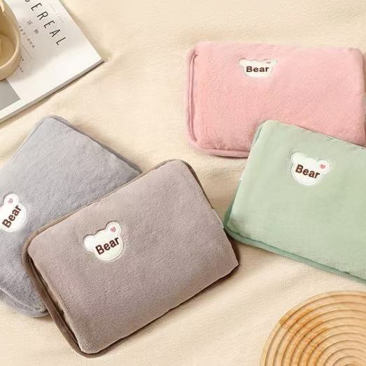 Грелка для воды в виде медвежьей головы, вышивка, мультяшная, свободная разборка и стирка, автоматическое отключение, взрывозащищенная, грелка для рук на английском, обогреватель для детей