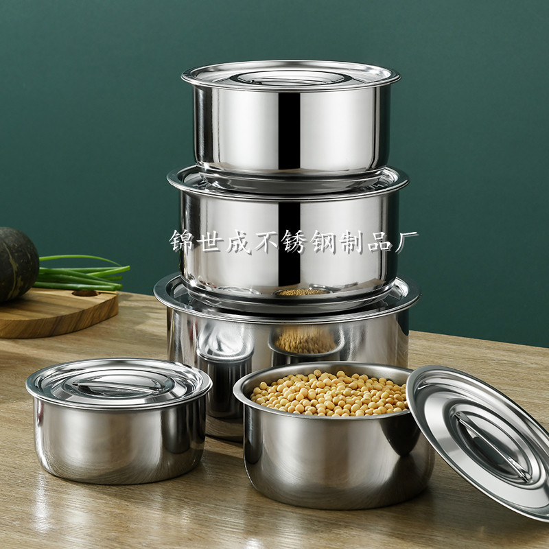 Stainless steel cooking pot with lid seasonings bowl salad bowl flavor cup steaming soup pot cross-border Southeast Asia three-piece set five-piece set