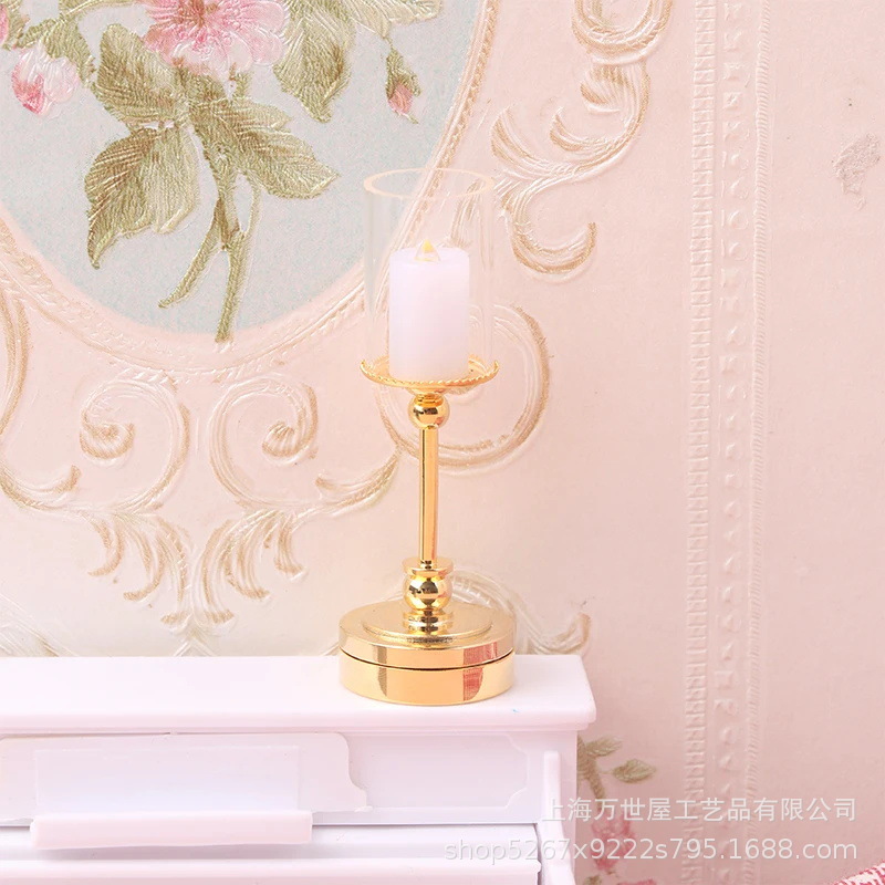 1:12 doll house dollhouse mini (glass cover imitation candle lamp) indoor and outdoor decorative ornaments